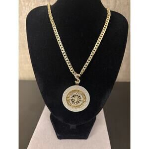 4ct Moissanite Gold Filled 925 Roulette Wheel Pendant & 22" Chain
